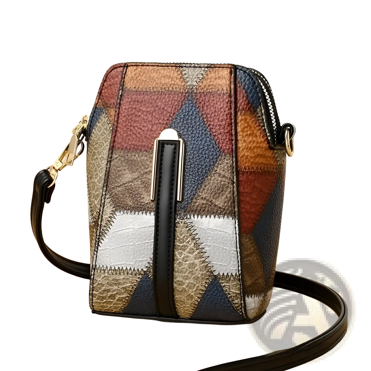 Two Tone Soft Leather Contrast Stitch Shoulder Bag
