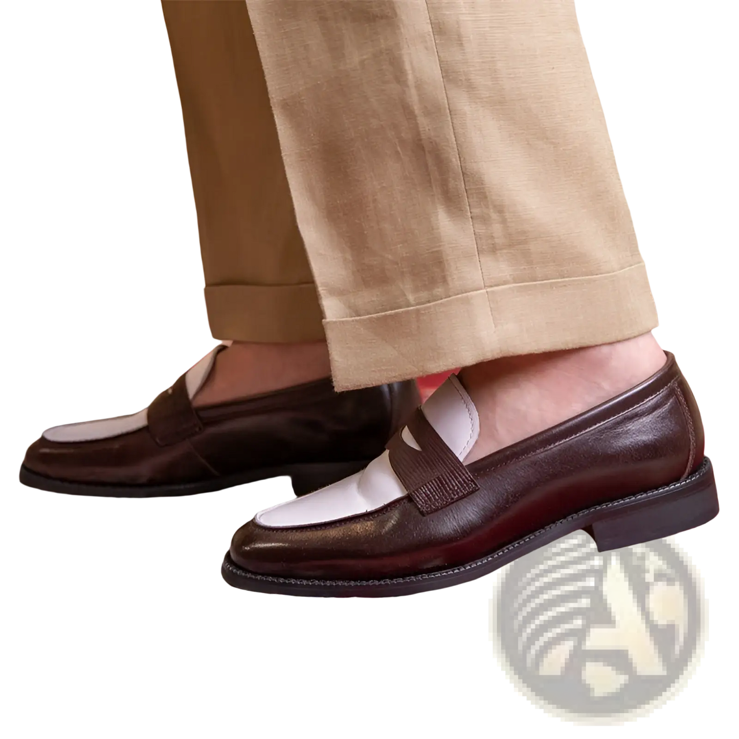 Two Tone Square Toe Leather Loafers