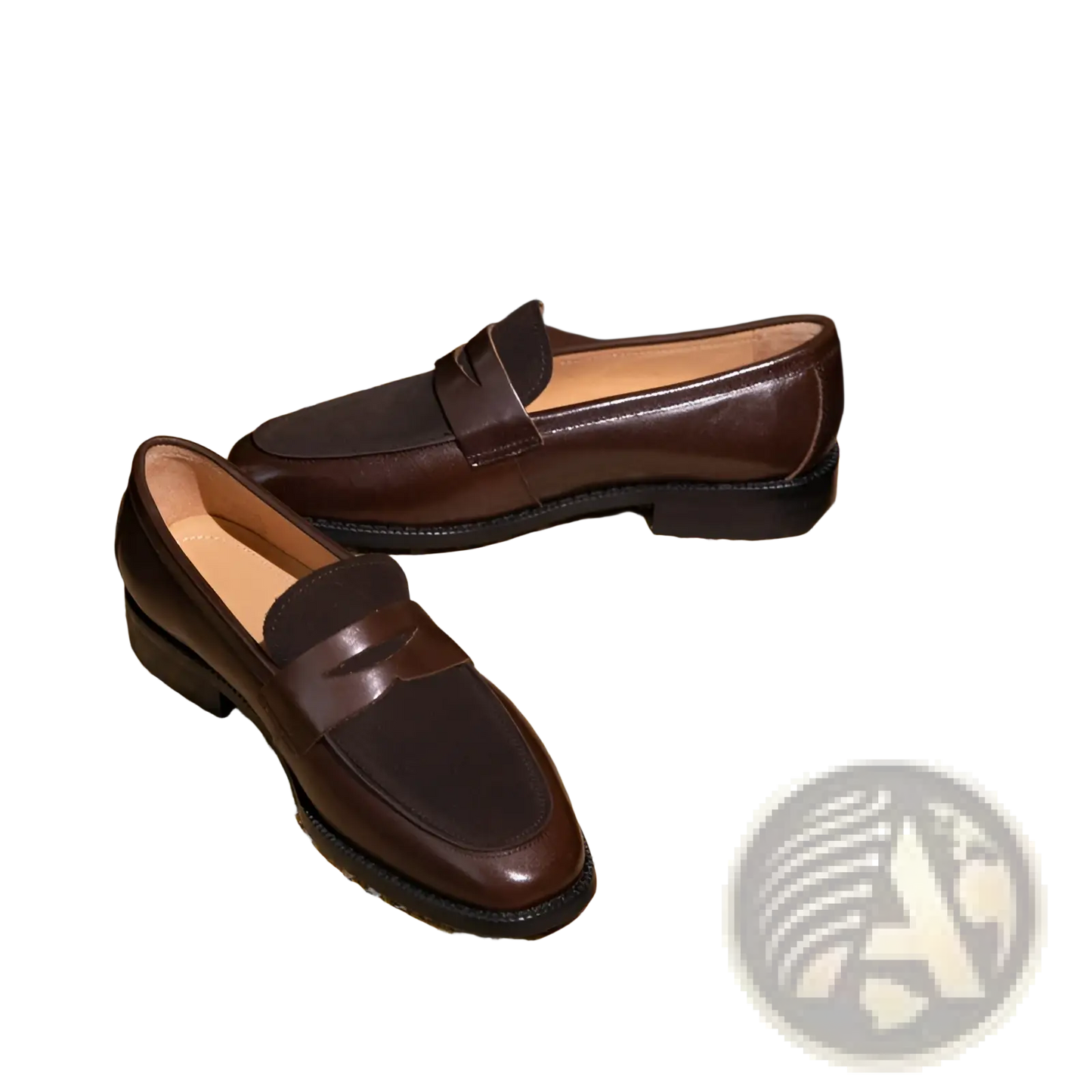 Two Tone Square Toe Leather Loafers
