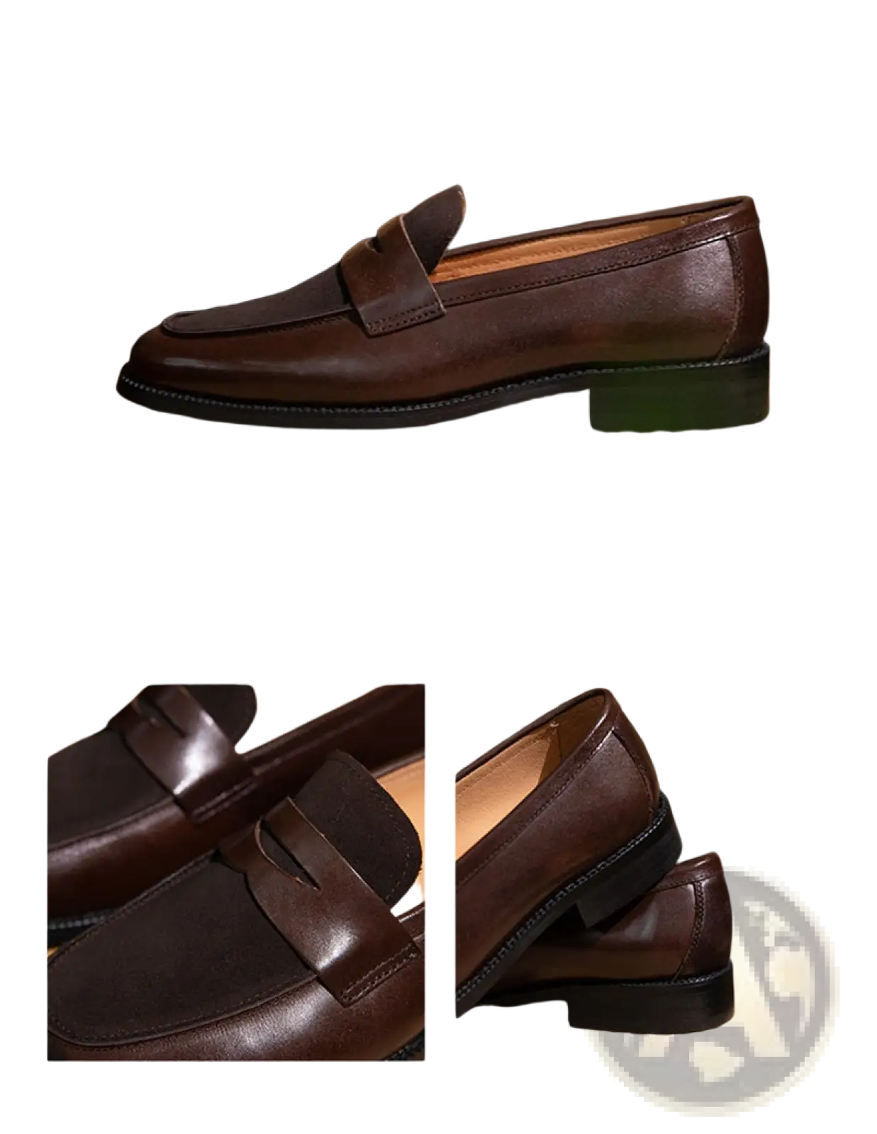 Two Tone Square Toe Leather Loafers