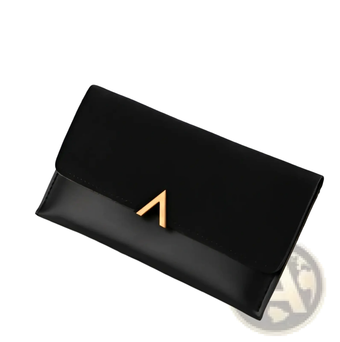 Two-tone Suede and Leather Clutch Wallet with Gold Clasp