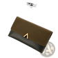 Two-tone Suede and Leather Clutch Wallet with Gold Clasp