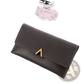 Two-tone Suede and Leather Clutch Wallet with Gold Clasp