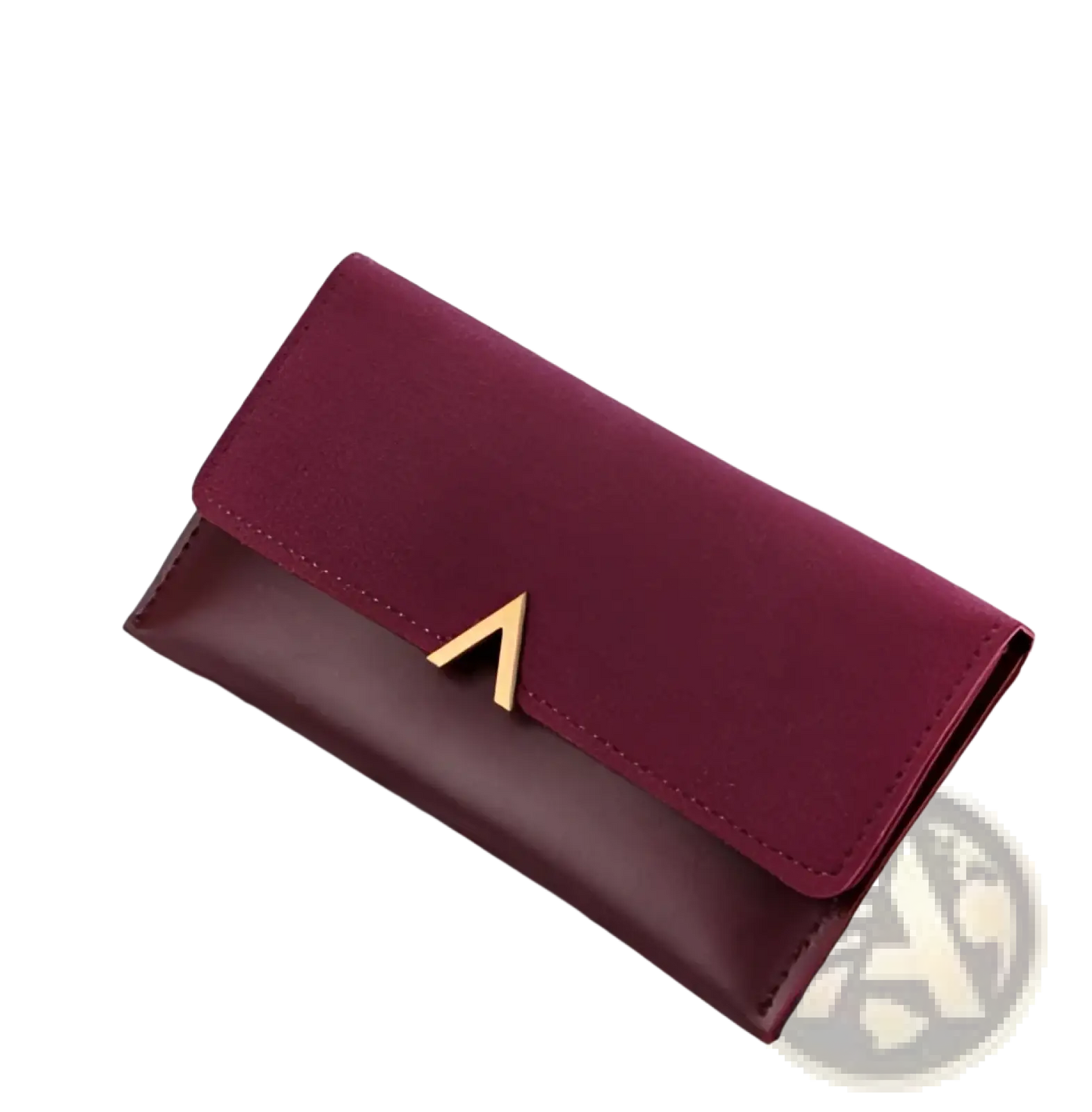 Two-tone Suede and Leather Clutch Wallet with Gold Clasp