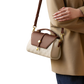 Two-tone Woven Leather Crossbody Handbag with Gold Hardware