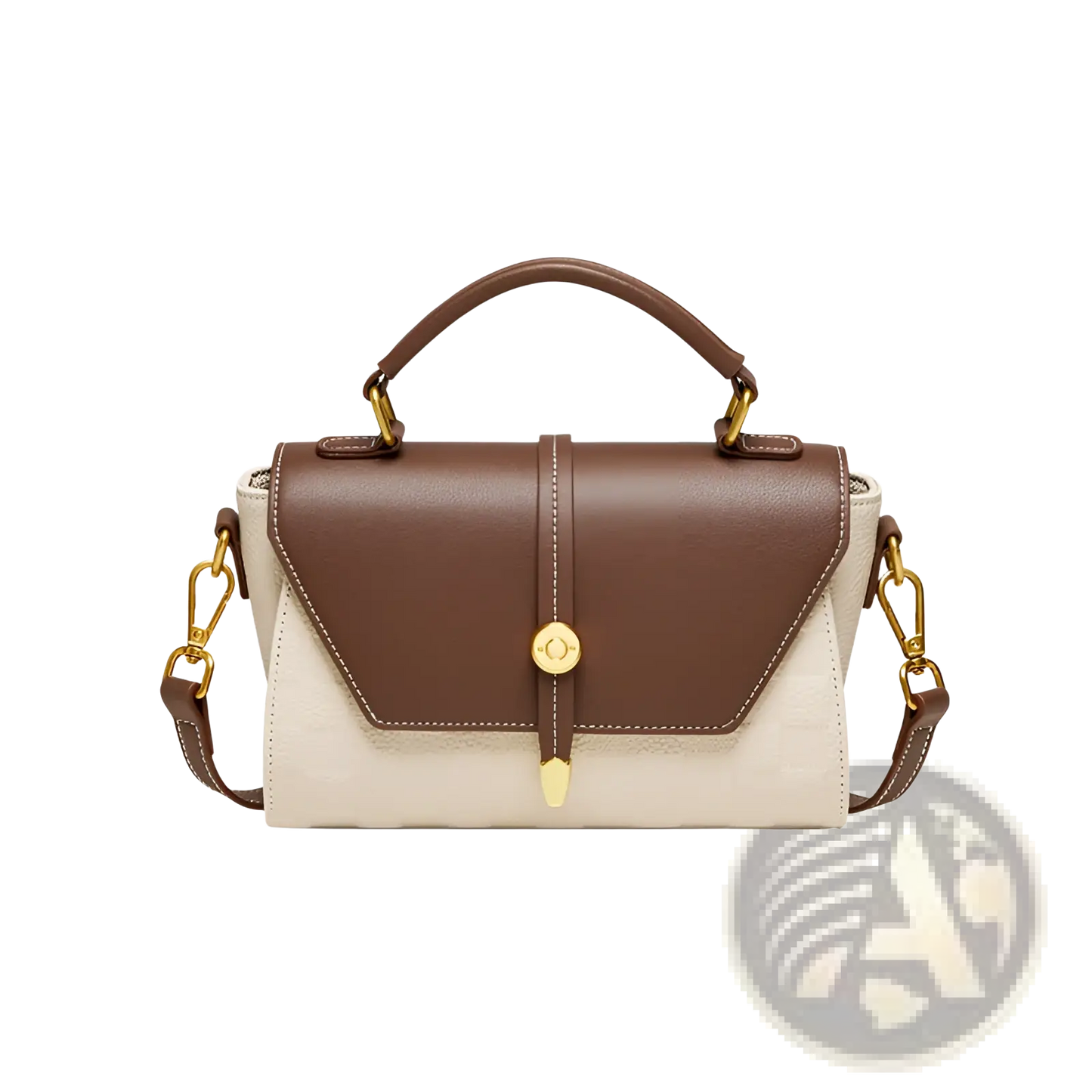 Two-tone Woven Leather Crossbody Handbag with Gold Hardware