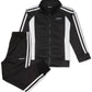 Conjunto de moletom e calça Adidas Little Girls 2 peças com blocos de cores, preto, tamanho 5