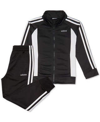 Conjunto de moletom e calça Adidas Little Girls 2 peças com blocos de cores, preto, tamanho 5