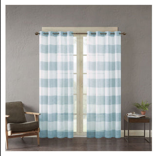 Cortina de janela transparente com fio tingido Urban Habitat 50x95 - Azul