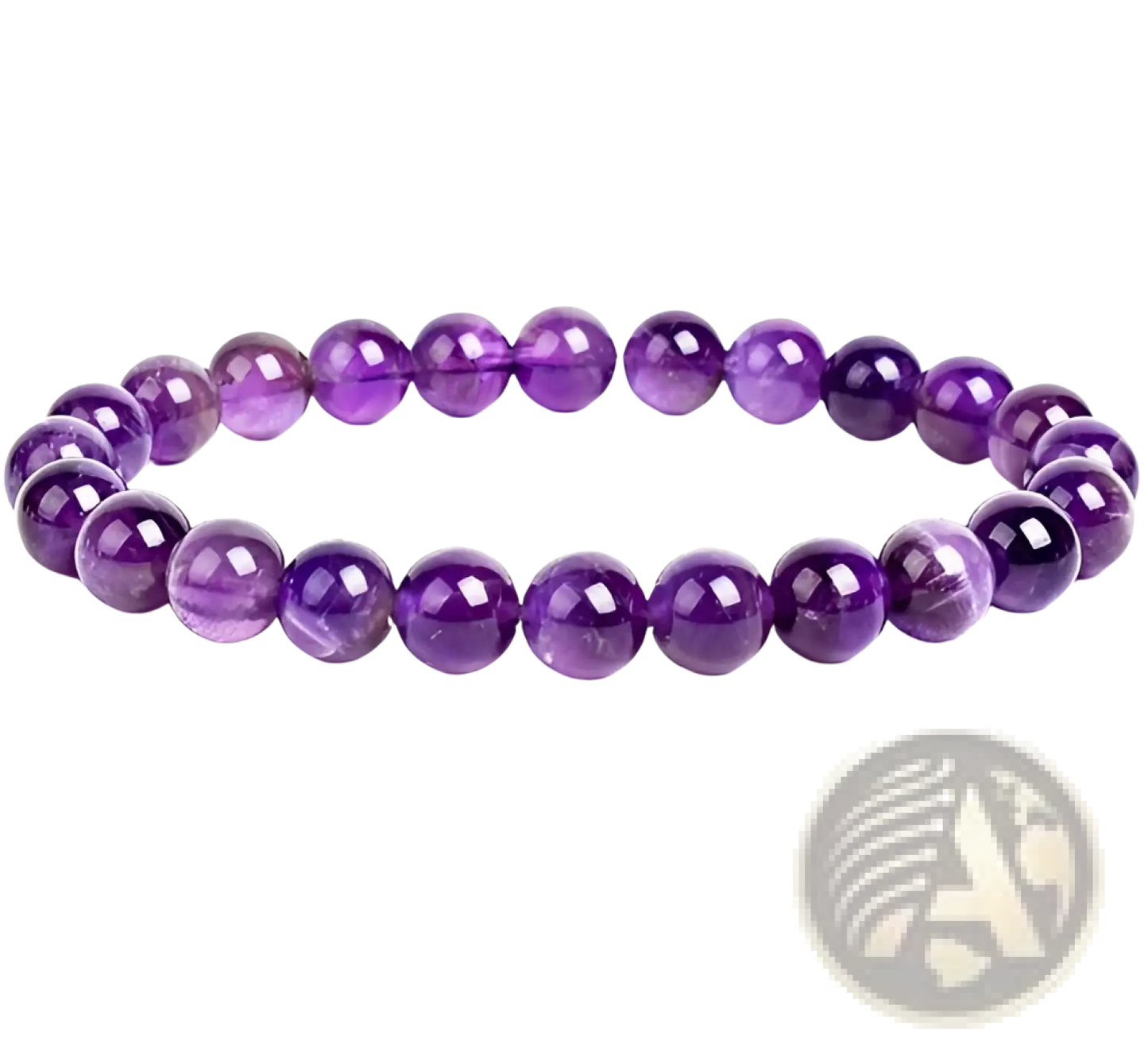 Unisex 8mm Polished Agate and Amethyst Stretch Bracelet