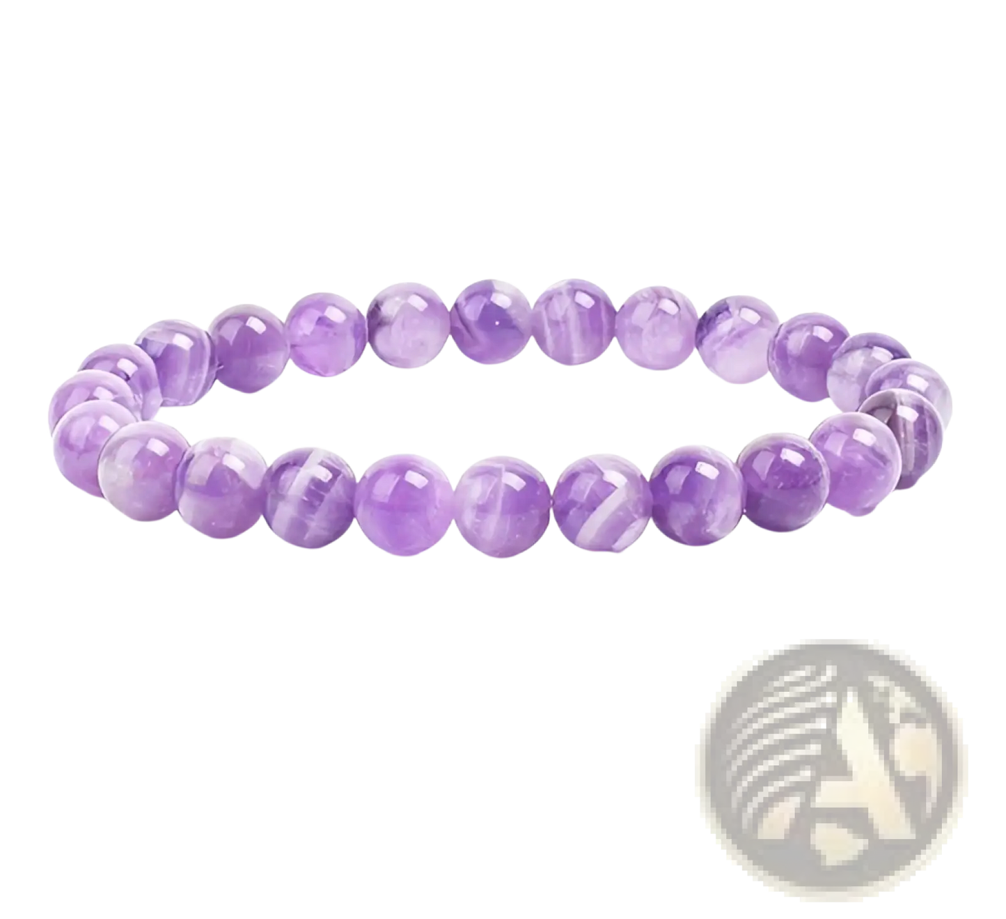 Unisex 8mm Polished Agate and Amethyst Stretch Bracelet