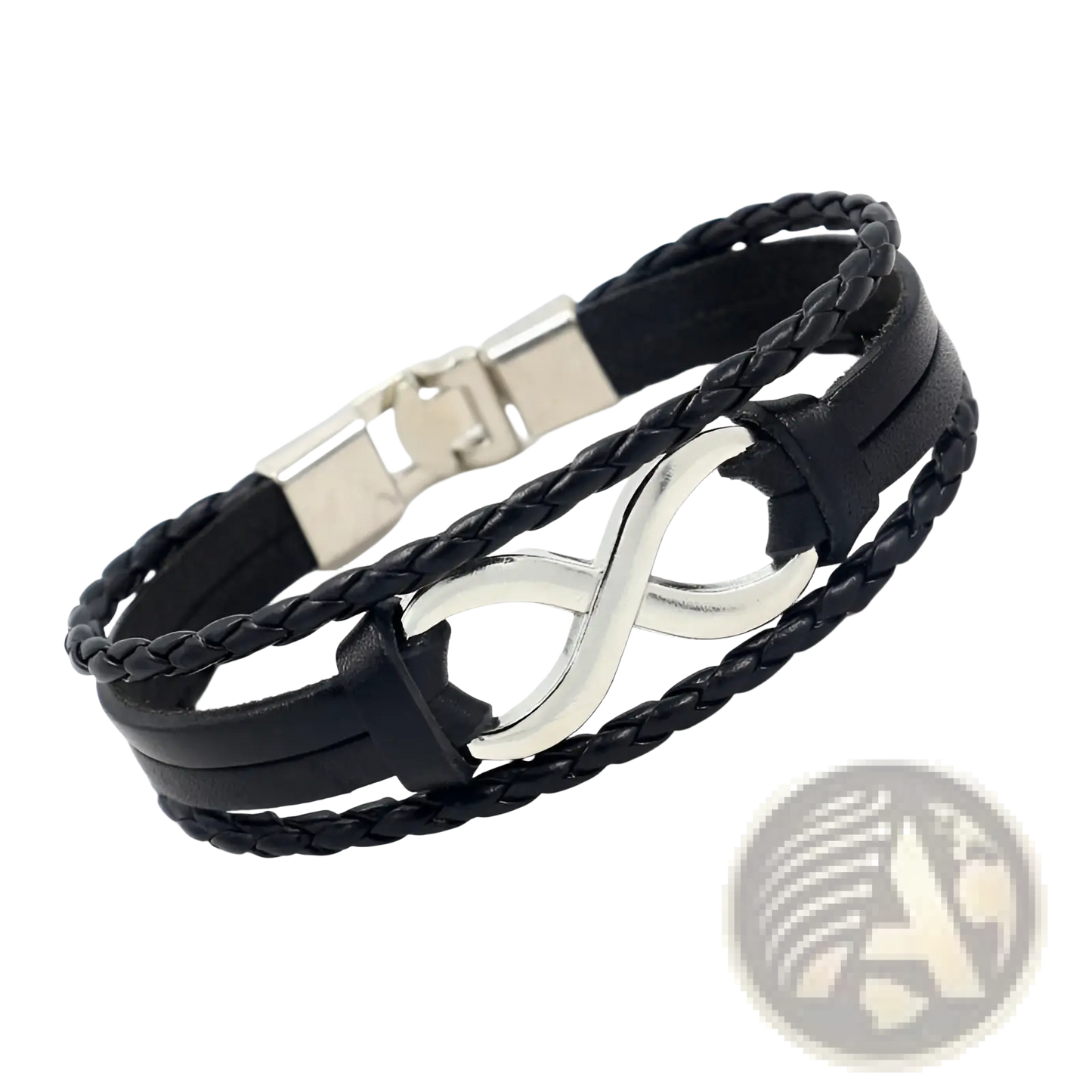 Unisex Braided Leather Infinity and Nautical Charm Bracelet