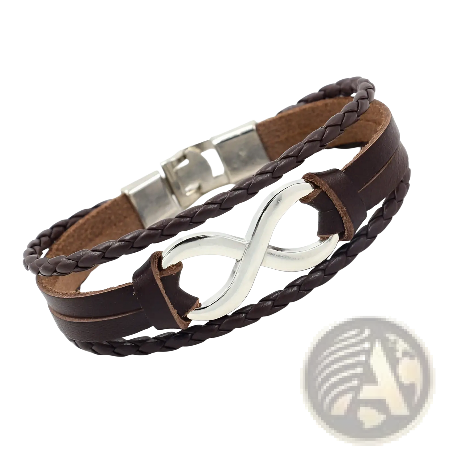 Unisex Braided Leather Infinity and Nautical Charm Bracelet