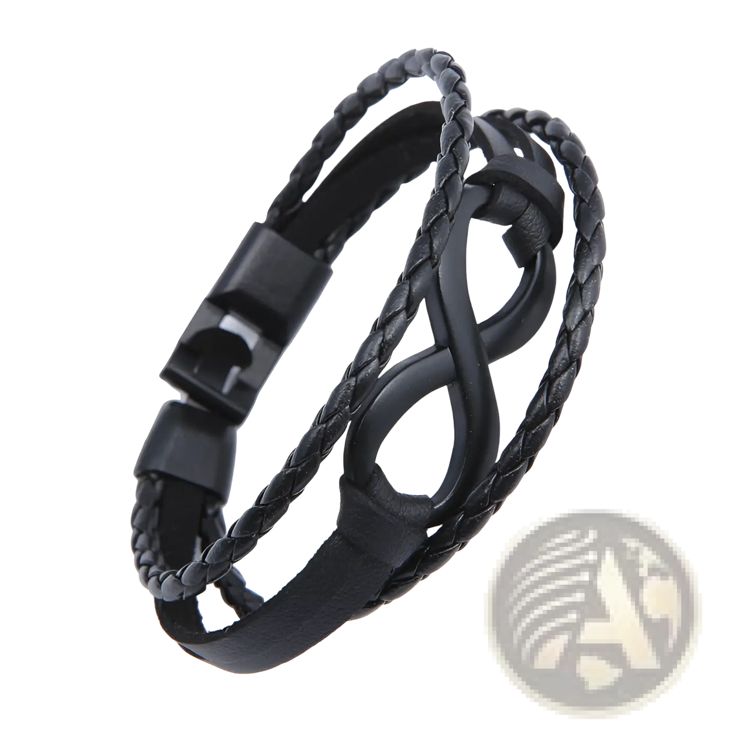 Unisex Braided Leather Infinity and Nautical Charm Bracelet
