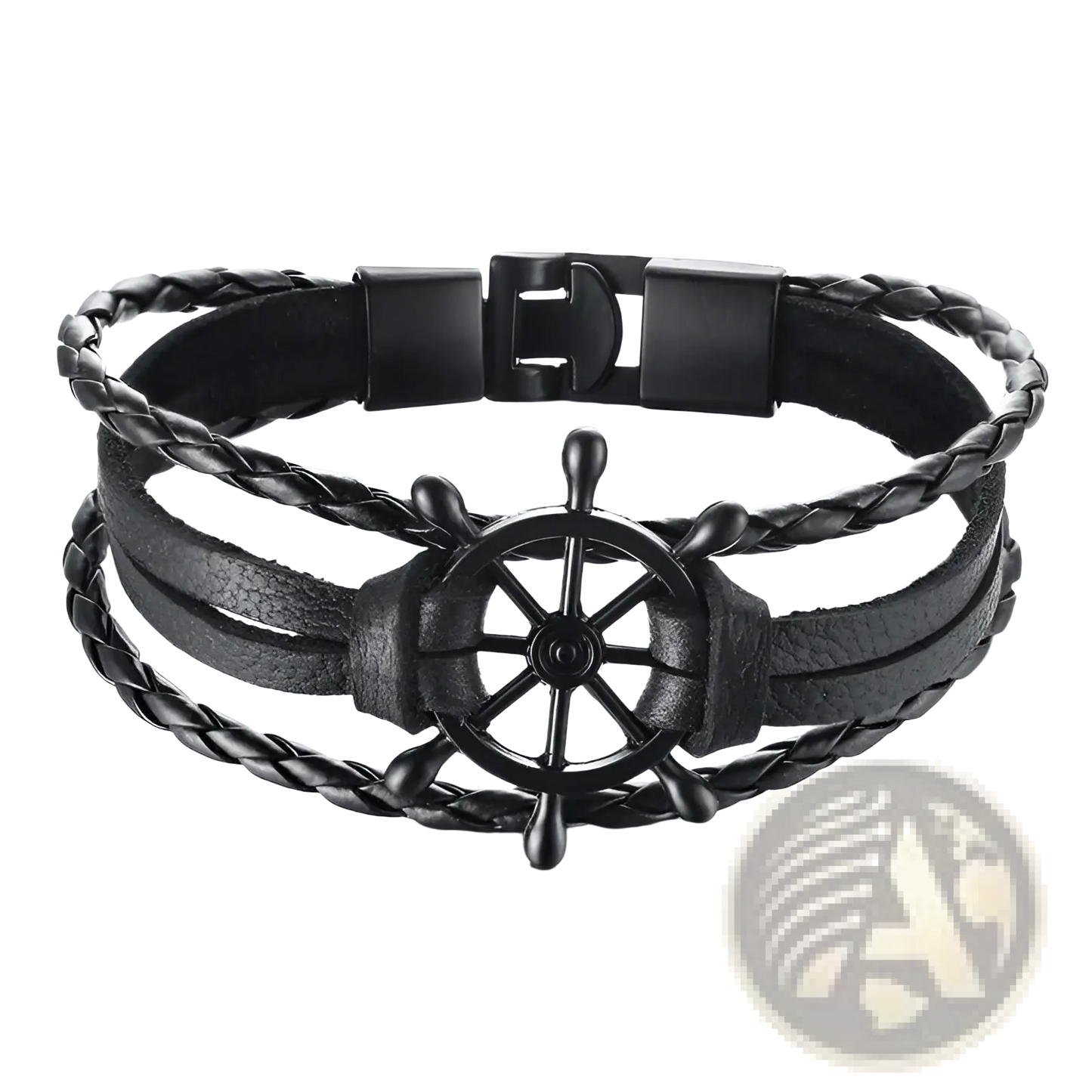 Unisex Braided Leather Infinity and Nautical Charm Bracelet