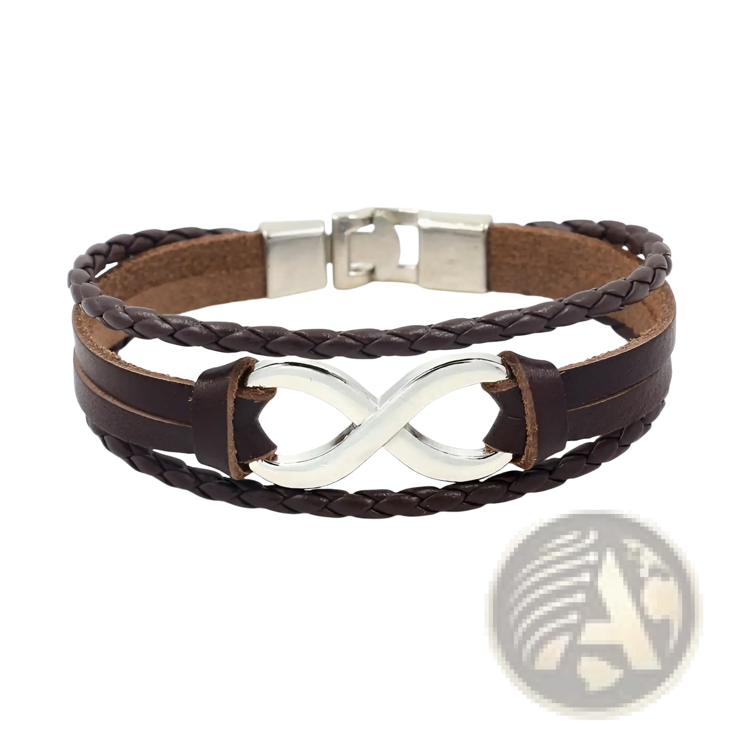 Unisex Braided Leather Infinity and Nautical Charm Bracelet