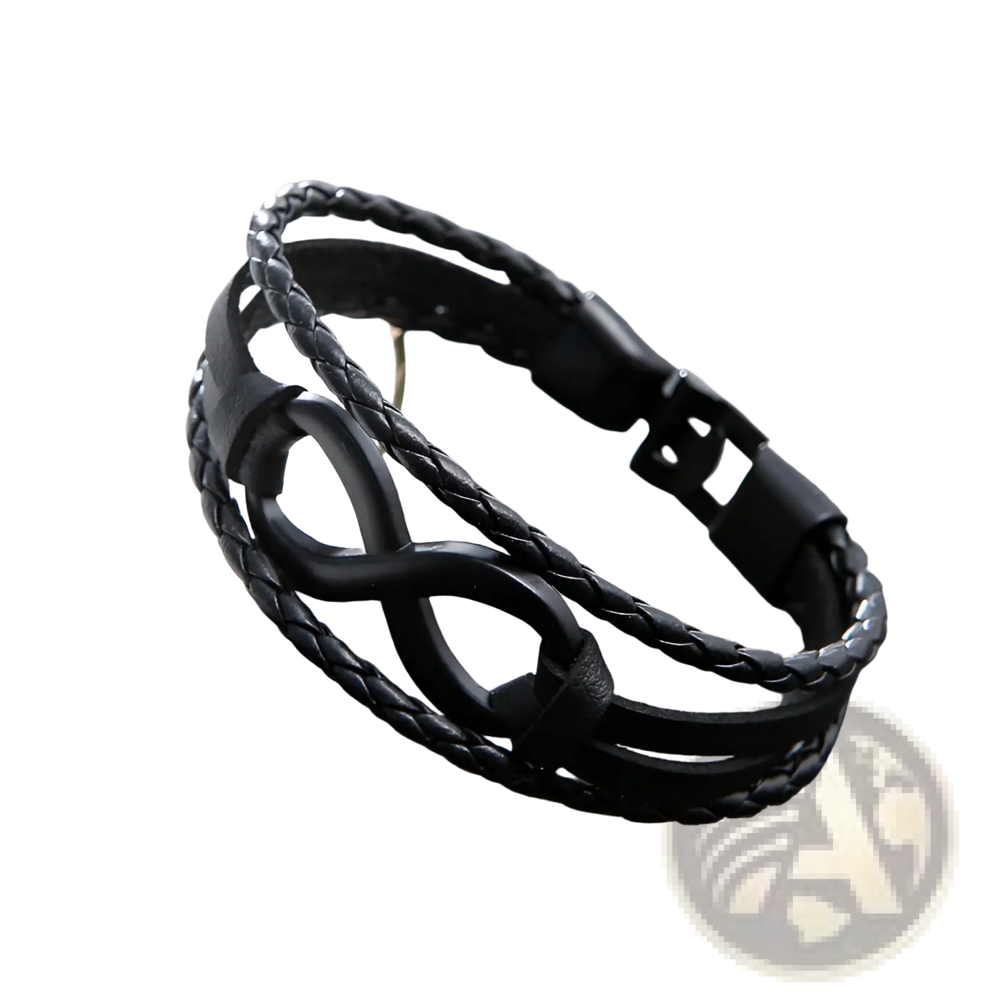 Unisex Braided Leather Infinity and Nautical Charm Bracelet