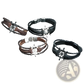 Unisex Braided Leather Infinity and Nautical Charm Bracelet
