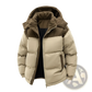 Unisex Corduroy Patchwork Detachable Hood Puffer Jacket
