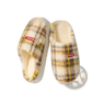 Unisex Plaid Fleece Lined Non Slip Indoor Slippers