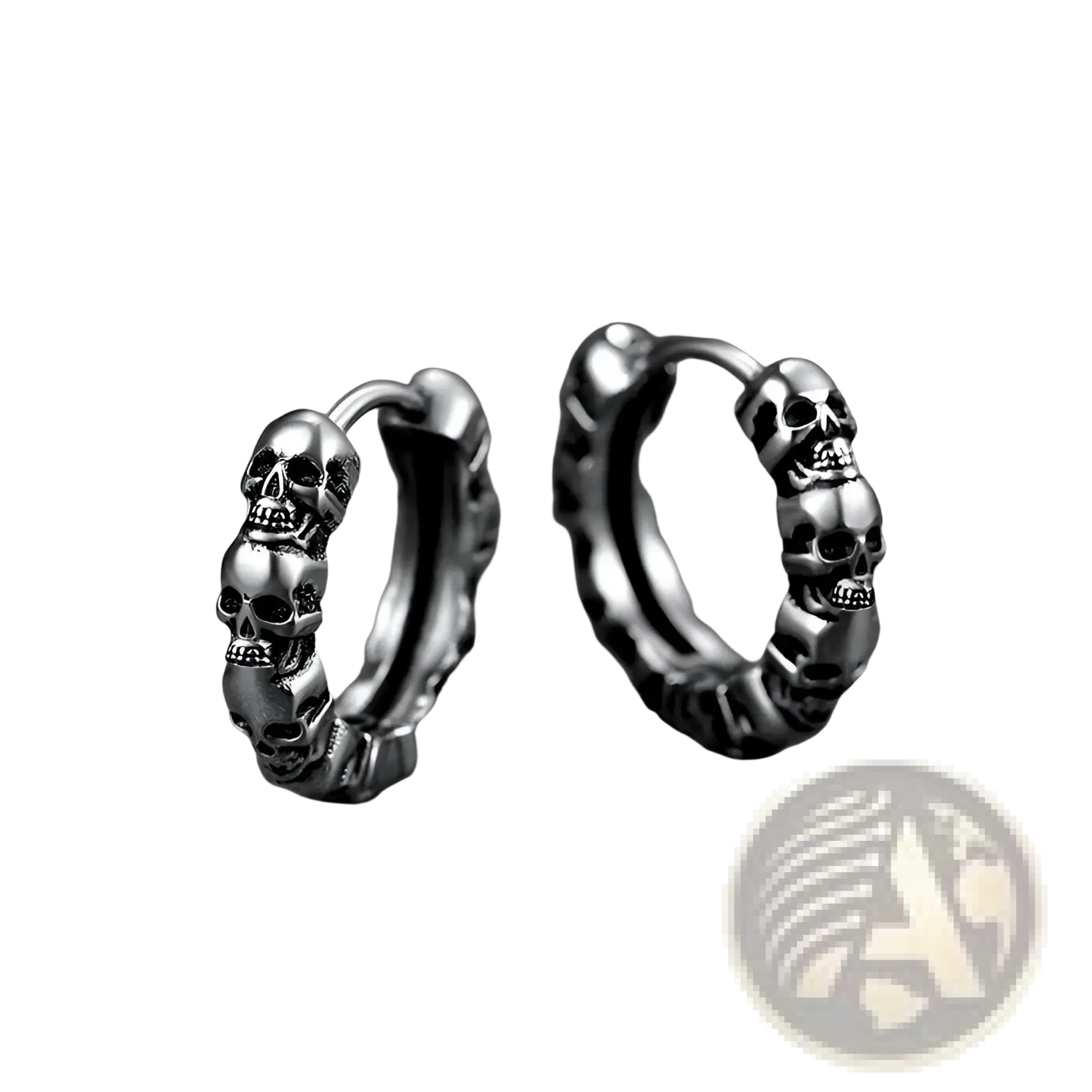 Unisex Vintage Textured Skull Hoop Earrings