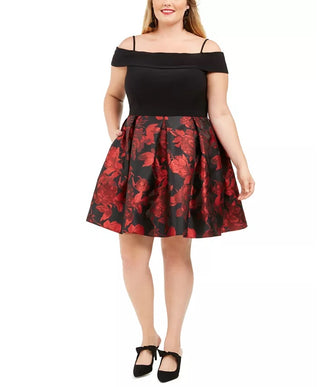 Vestido plus size ombro a ombro feminino da Morgan &amp; Company, preto, tamanho 22