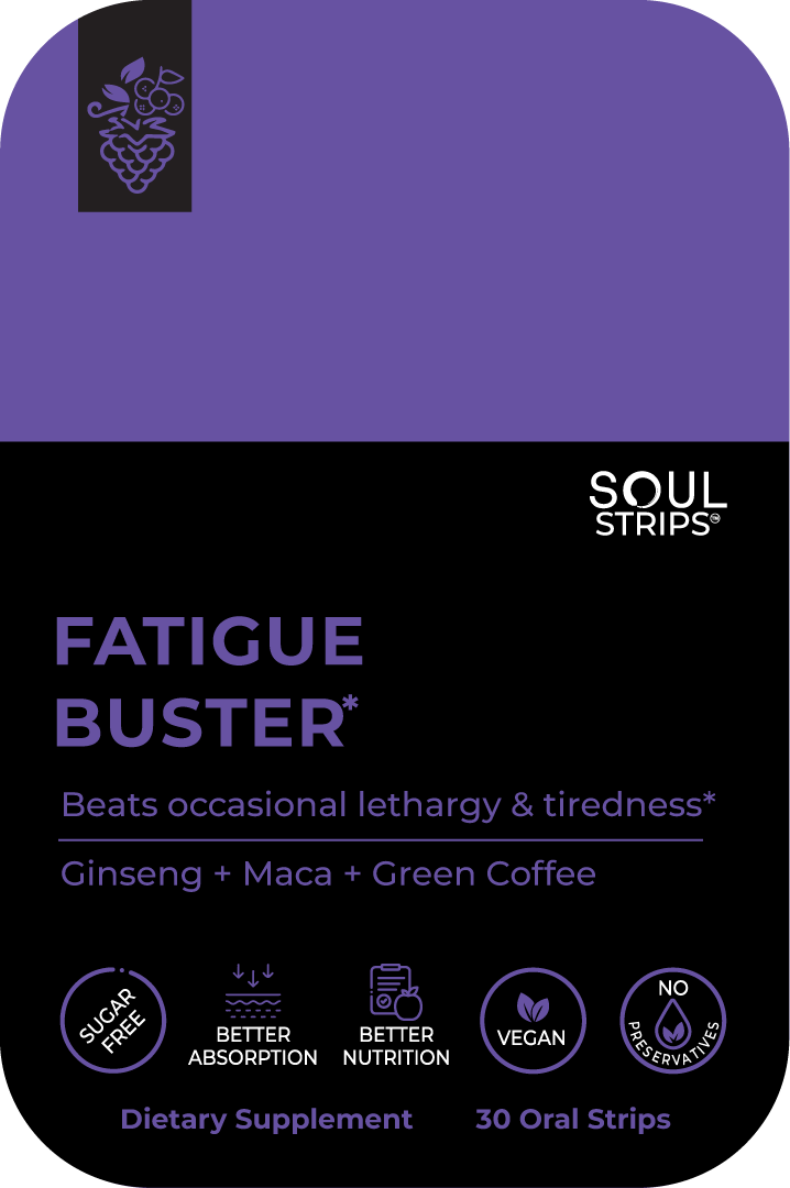 Soul Strips Fatigue Buster Vegano Sem Açúcar Sabor Frutas Vermelhas 30 Tiras