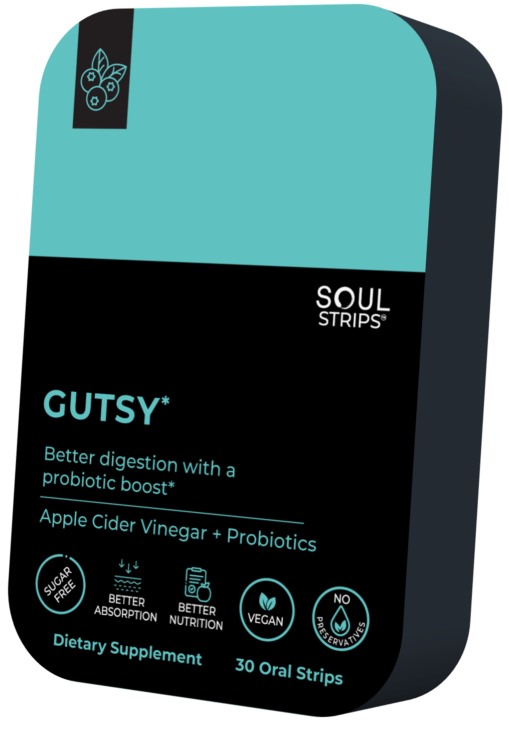Soul Strips Gutsy Vegan Sem Açúcar Sabor Mirtilo 30 Tiras