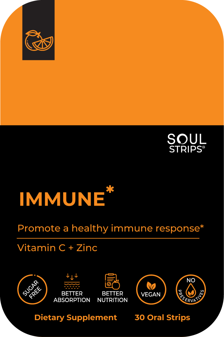 Soul Strips Immune Vegano Sem Açúcar Sabor Laranja 30 Tiras