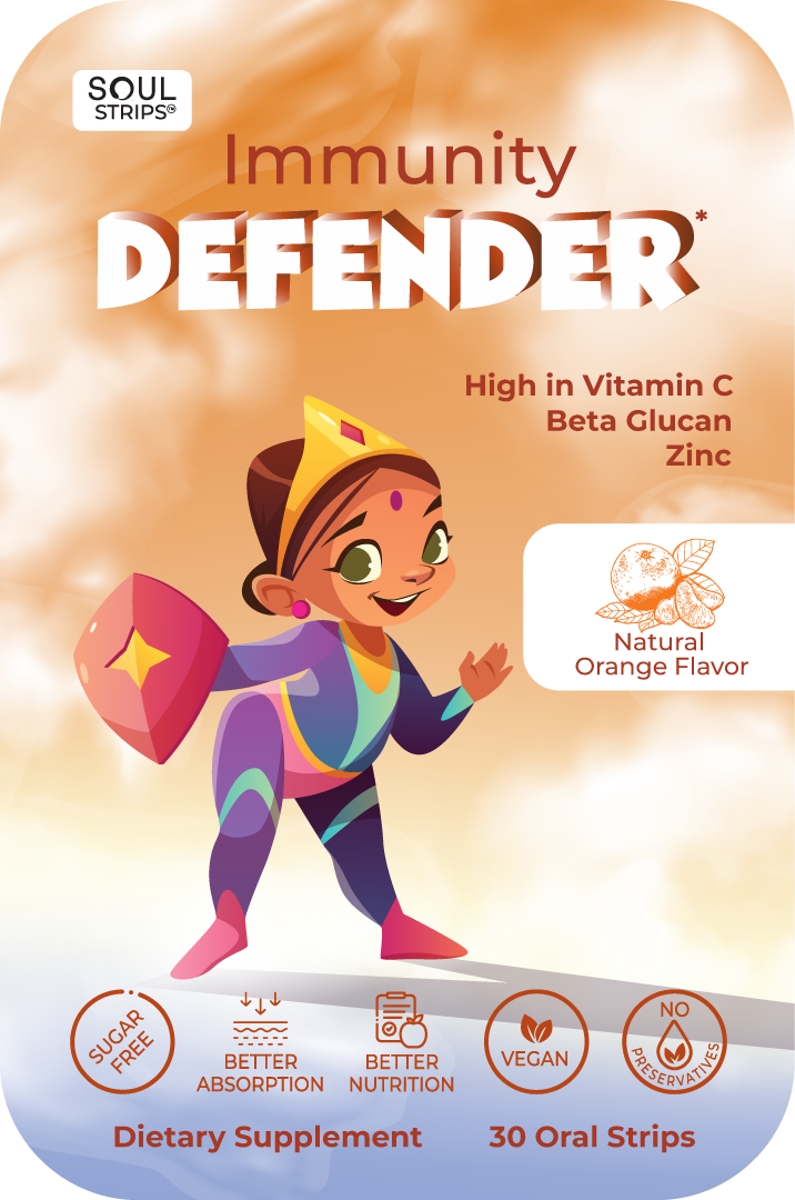 Soul Strips Kids Immunty Defender Vegano Sem Açúcar - Sabor Laranja 30 Tiras