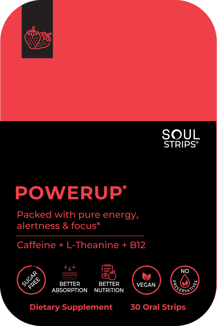 Soul Strips PowerUp Vegano Sem Açúcar Sabor Morango 30 Tiras