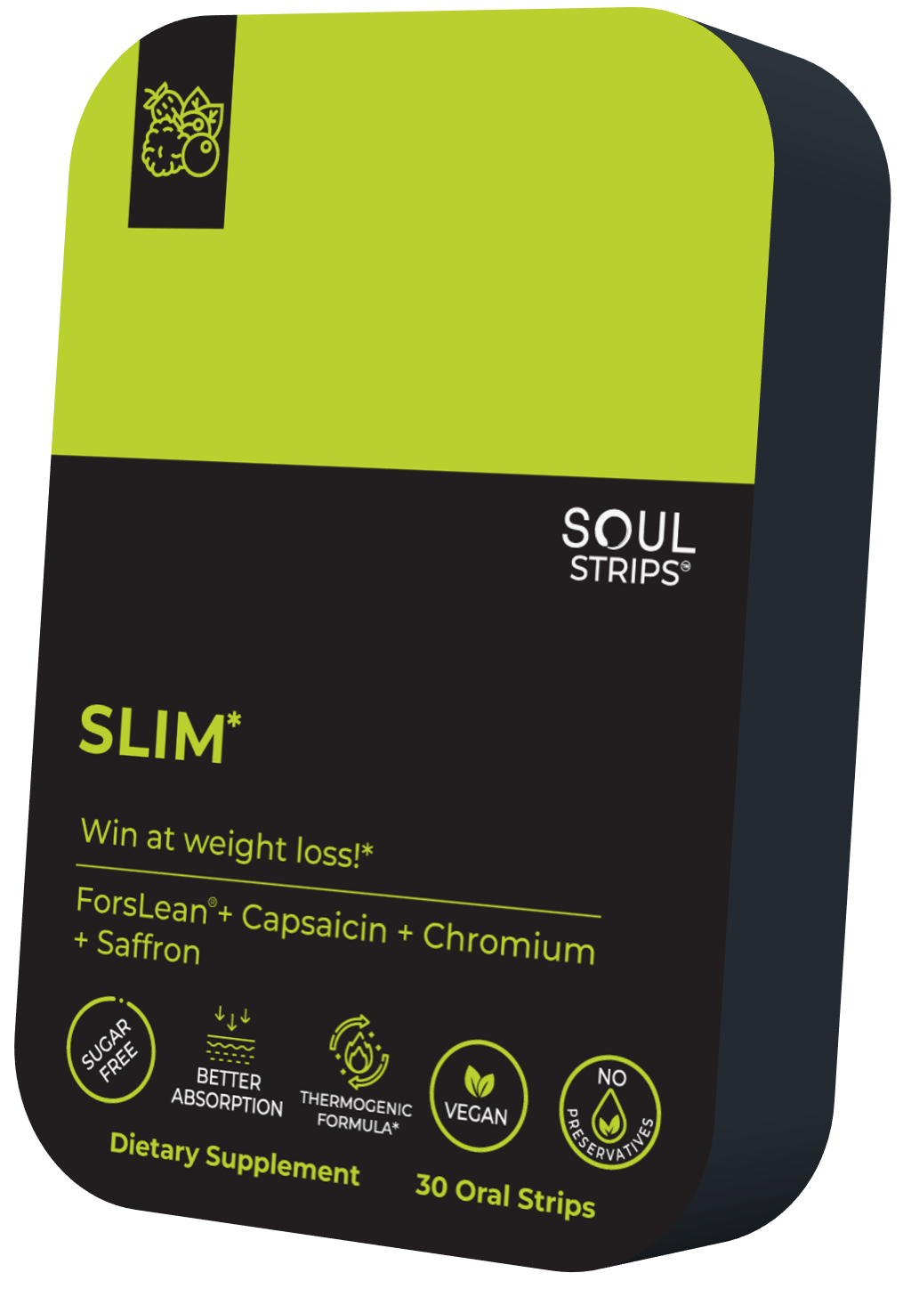Soul Strips Slim Vegan Sem Açúcar Sabor Frutas Vermelhas 30 Tiras