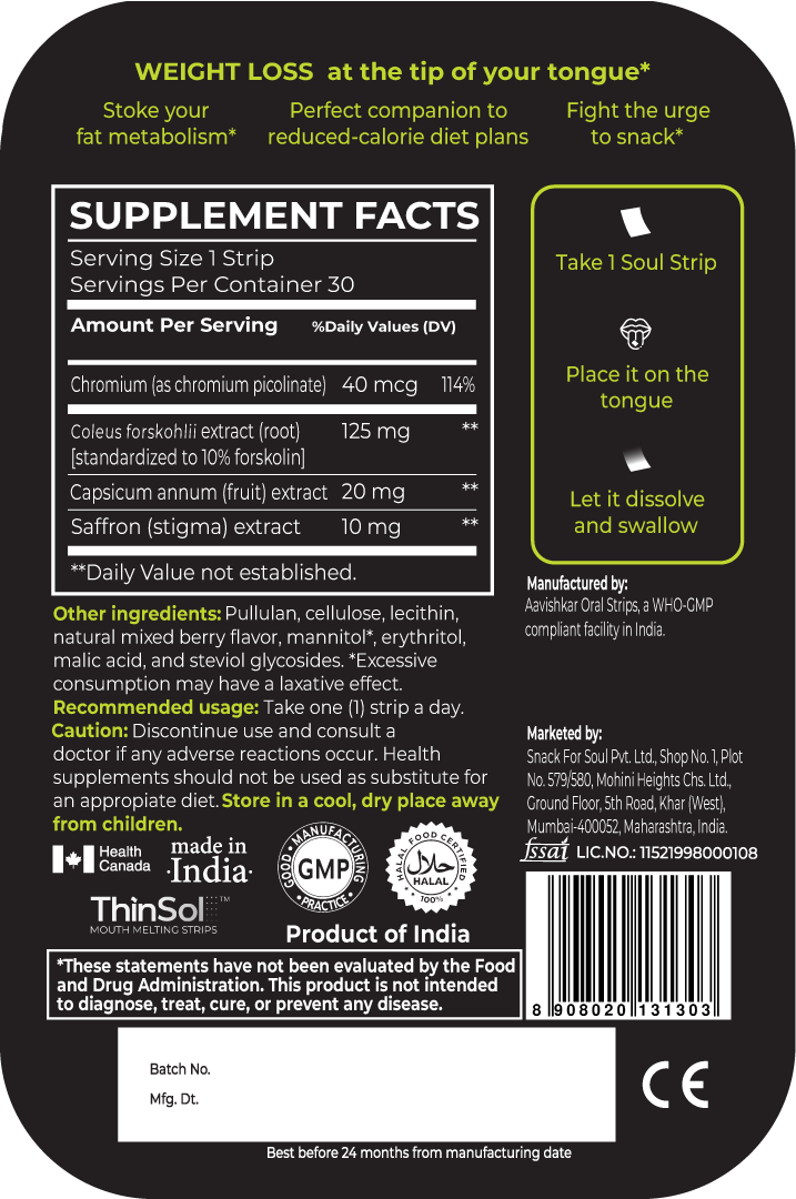 Soul Strips Slim Vegan Sem Açúcar Sabor Frutas Vermelhas 30 Tiras