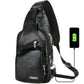 Brown Faux Leather Usb Charging Chest Messenger Bag
