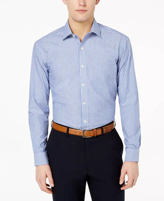 Club Room Men's Classic/Regular Fit Stripe Dress Shirt Navy Size 18X34-35