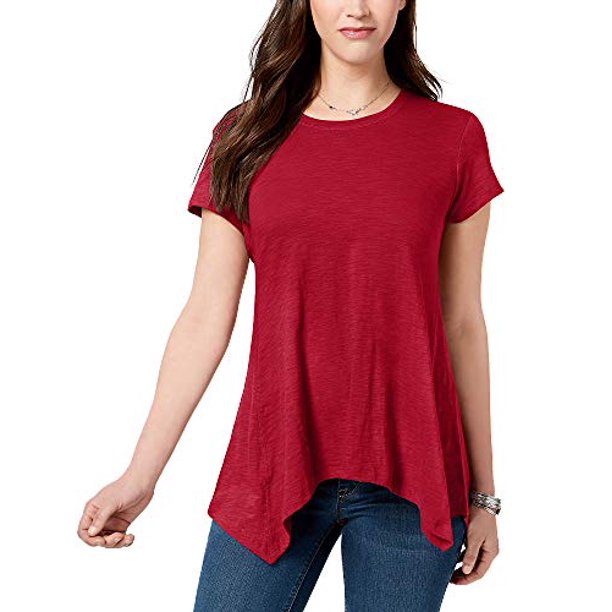 Camiseta feminina estilo lenço com bainha vinho tamanho médio