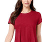 Camiseta feminina estilo lenço com bainha vinho tamanho médio