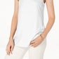 Blusa feminina com decote redondo Maison Jules, branca, tamanho médio