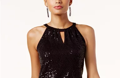 INC International Concepts Top Halter Feminino com Lantejoulas Preto Tamanho P