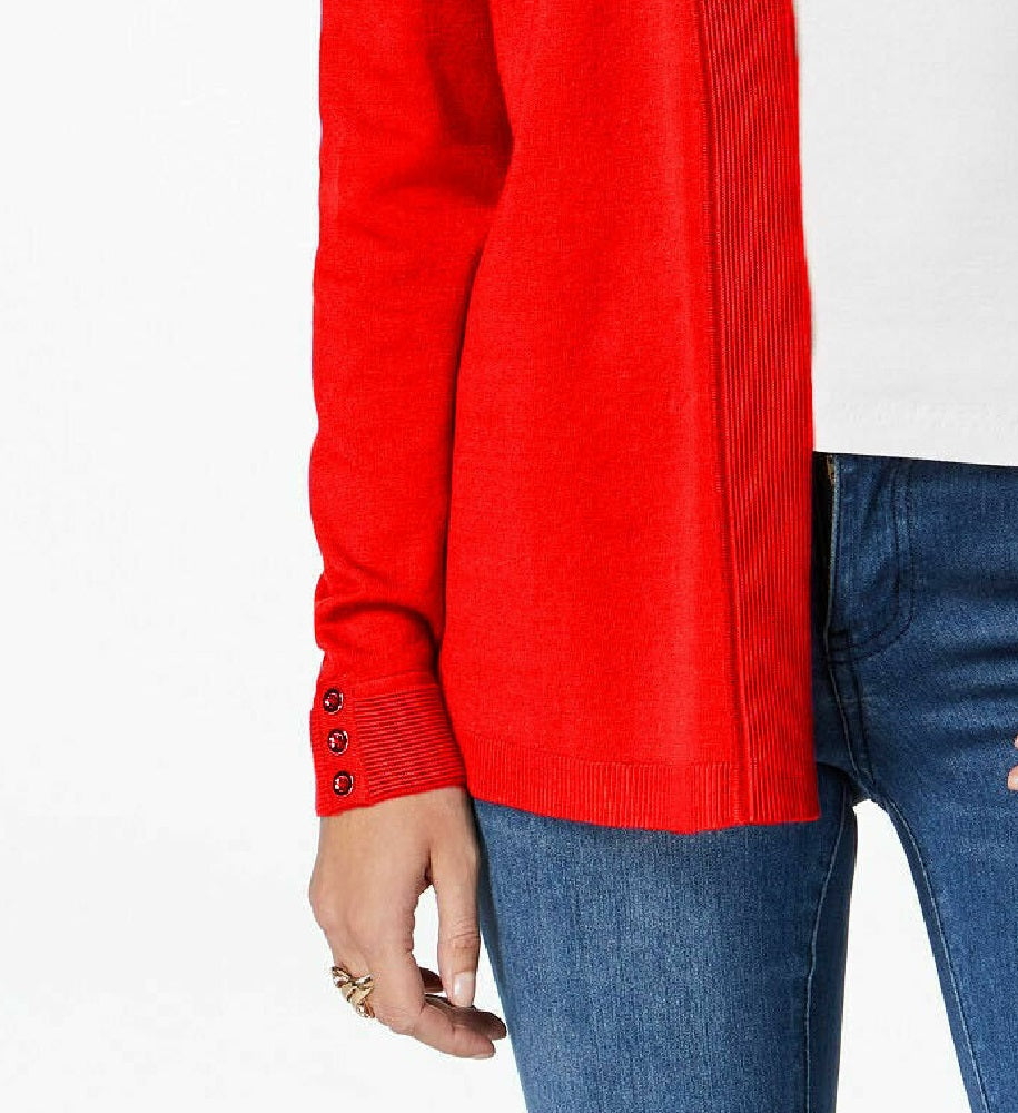 Cardigan feminino Charter Club com frente aberta, vermelho, tamanho grande