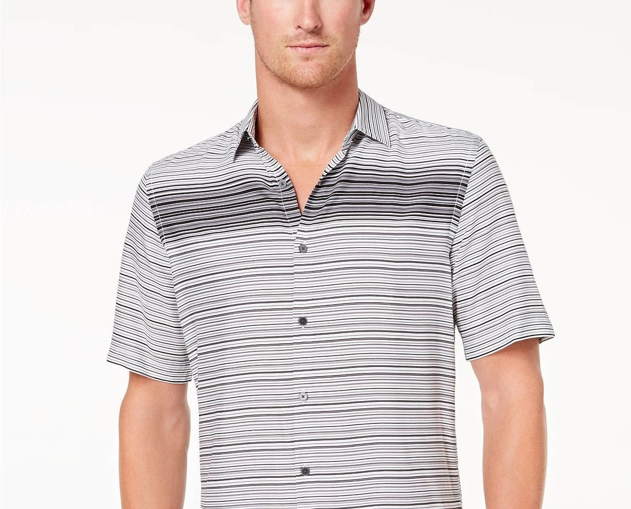 Camisa listrada degradê masculina Alfani preta tamanho pequeno