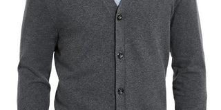 Club Room Men's Knit V Neck Cardigan Grey Size Small