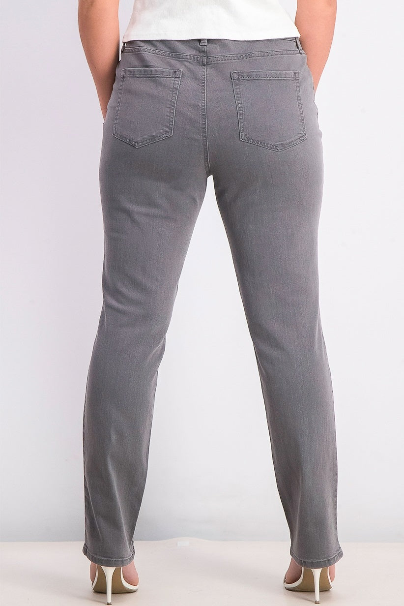 Calça jeans feminina Charter Club Lexington Tummy Control, perna reta, cinza, tamanho 4