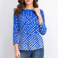 Camiseta feminina Charter Club de algodão Pima com estampa de botões e ombros, azul, tamanho extra pequeno