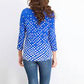 Camiseta feminina Charter Club de algodão Pima com estampa de botões e ombros, azul, tamanho extra pequeno