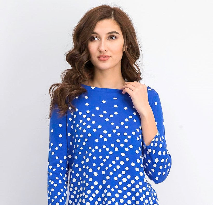 Camiseta feminina Charter Club de algodão Pima com estampa de botões e ombros, azul, tamanho extra pequeno