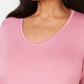 Top feminino JM com decote em V e bainha em lenço, rosa, tamanho extra pequeno
