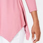 Top feminino JM com decote em V e bainha em lenço, rosa, tamanho extra pequeno