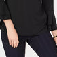 Blusa feminina Charter Club com manga sino e decote em V, preta, tamanho P