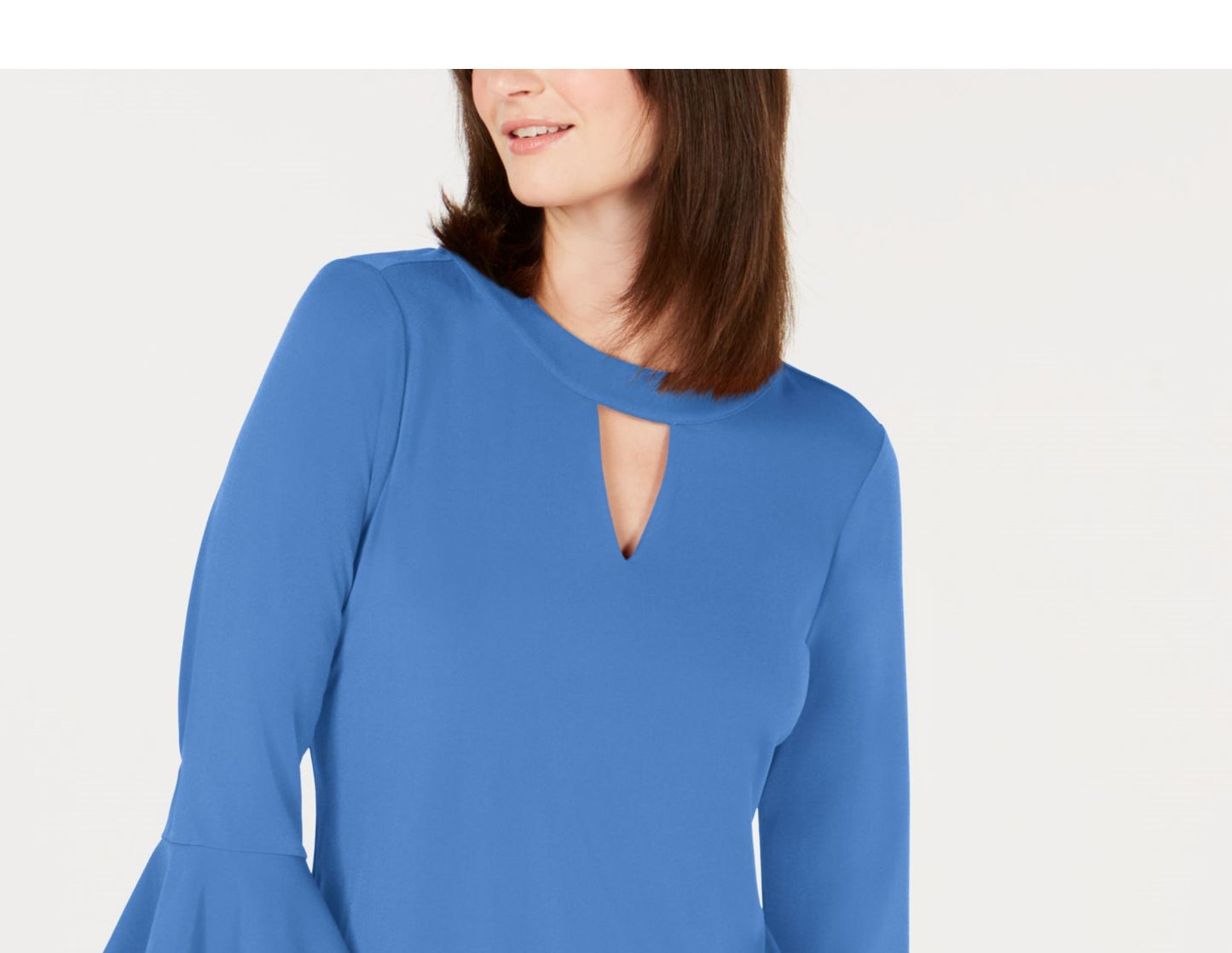 Charter Club Blusa Feminina Manga Sino com Decote em V Azul Tamanho XXG